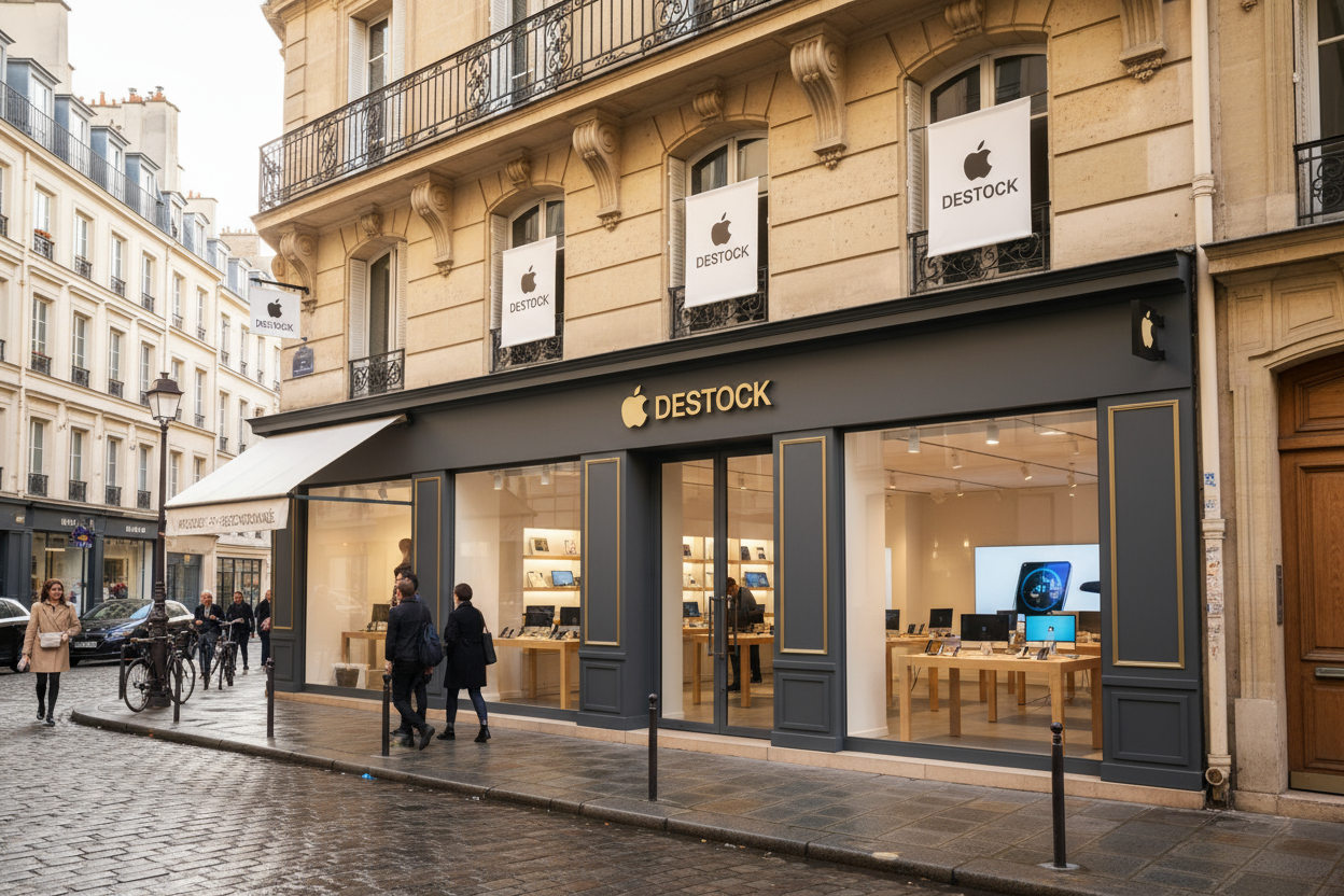 Le logo de ma boutique dans une rue à Paris 